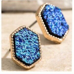 DRUZY POST EARRINGS-MIDNIGHT BLUE-NEW